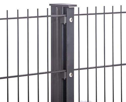 Doppelstabmattenzaun 656 | Komplettset | Konfigurierbar | 0,63m-2,03m| 2,5m-50m | Anthrazit/Moosgrün | Pfosten mit Abdeckleiste? Höhe 1,63m | Länge 32,5m Moosgrün