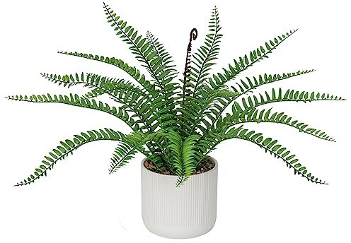 Piante finte da 40 cm per interni in vaso di ceramica artificiale di felce di Boston in vaso decorativo pianta artificiale verde pianta da casa finta foglie di felce per casa, ufficio, bagno