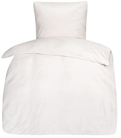 MOON Bettwäsche Set Cashmere Touch, Unibettwäsche ca. 135x200 + 80x80 cm mit Reißverschluss - weiß
