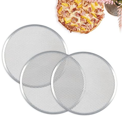 STARVAST Set di 3 griglie per pizza da 33 cm, piastra per pizza in alluminio, piatto per pizza rotondo