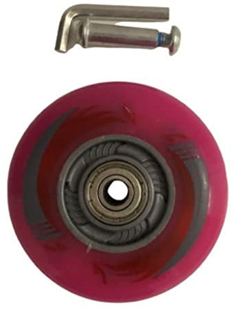 ABEC 7 2er Set Ersatz Leucht-Räder | Rollen Scooter Cityroller Inliner Tretroller 80mm Alu-Achse bunt leuchtende Effekte (Pink)