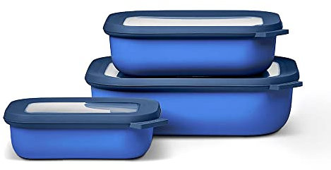 Set Multischüssel Cirqula rechteckig flach 3-teilig (500+1000+2000 ml) - Vivid blue