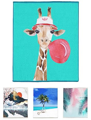 arteneur WC Vorleger ohne Ausschnitt 50x60 cm Giraffe | Badezimmerteppich 550 g/m², weich, saugstark, schnelltrocknend, rutschfeste Unterseite, 40°C waschbar, für Fußbodenheizung