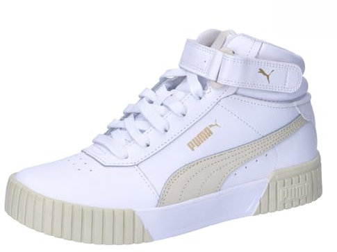 Puma Women Carina 2.0 Mid Sneakers, Puma White-Alpine Snow-Puma Gold, 5.5 UK