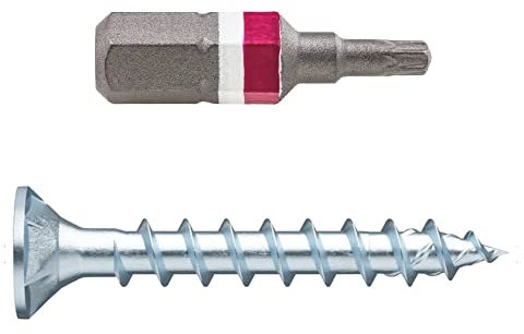 Holzschraube ASSY | CS Stahl verzinkt | 4 x 35 Vollgewinde | Senkkopf RW | 100 Stück mit BIT