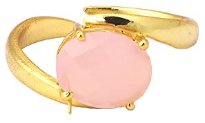 Anello con pietra preziosa calcedonio rosa | Anello placcato oro sterling | montatura a griffe calcedonio rosa | Anello con pietra preziosa idro | Anello regolabile | 239409N, adjustable, Ottone,