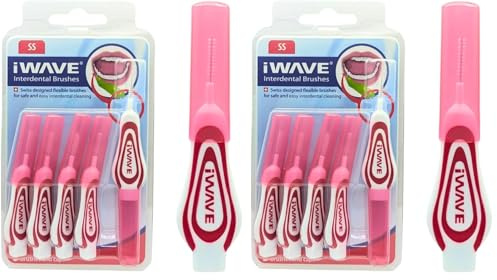 iWave Interdental Brushes Fine Size 0.5 mm Red Pack of 10 – Interdental Cleaning Brushes for Total Teeth Cleaning Plaque Removal Tool