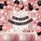 ZERODECO Rose Gold Black Happy Birthday Banner Tableware Fringe Curtain Foil Confetti Balloon Butterfly Sticker for Women Girls Birthday Princess Party