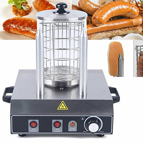 Kaichenyt Chauffe-saucisses 350 W Hot Dog Maker - Plage de température : 0-85 °C - Diamètre du cylindre : 16 cm - Réchaud à saucisses professionnel en acier inoxydable