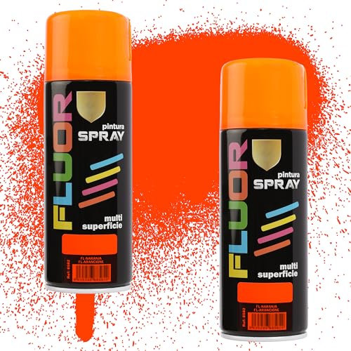 Etrexonline Pintura Spray Multicolor Profesional | 400ml | Adecuado para Metal, Madera & Plástico | Naranja Fluorescente | Secado Rápido | Paquete de 2