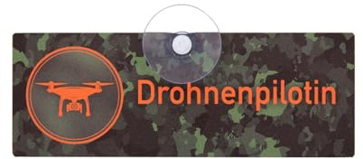 Drohnenpilotin - Wilde Hilde Premium Autoschild für die Scheibe Drohne - mit oranger Schrift, formstabil, langlebing UV- & Witterungsbeständig, Aluminiumverbund 18 x 6,5 cm - Made in Germany