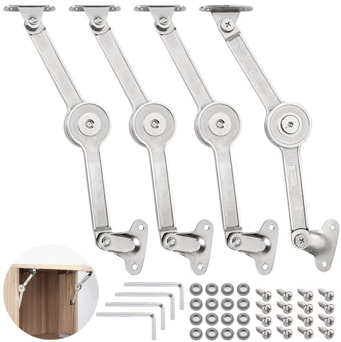 YOUNGSAY 4 Pezzi Sollevamento Regolabile della Cerniera di Supporto, 0°-110° Soft Close Cerniera Supporto Coperchio, Supporto Cerniera Coperchio con Viti e Chiave a Brugola, Per Ante di Mobili