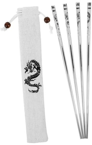 COLLBATH 1 Juego palillos en forma de dragón cubiertos portatiles light palillos japoneses palillos de ramen palillos para acampar palillos coreanos Metal palillos antideslizantes merienda