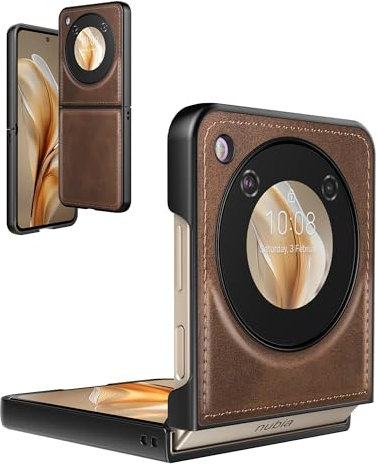 Foluu for ZTE Nubia Flip 5G, for ZTE Nubia Flip Leather Case, PU Leather + Hard PC Shell Ultra Thin Slim Durable Protective Phone Case Cover for ZTE Nubia Flip 5G 2024 (Brown)