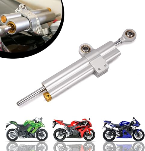 IUVWISN Stabilizzatore ammortizzatore di sterzo per moto Stabilizzatori regolabili universali per moto per scooter ADV Dirt Bike (Grigio Titanio, A)