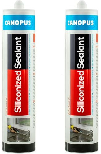 CANOPUS Waterproof Siliconised Acrylic Sealant White, 2 Pack, Silicone Mastic 100% Solvent-Free & Odorless Paintable Frame & Window Sealant for Cracks and Gaps