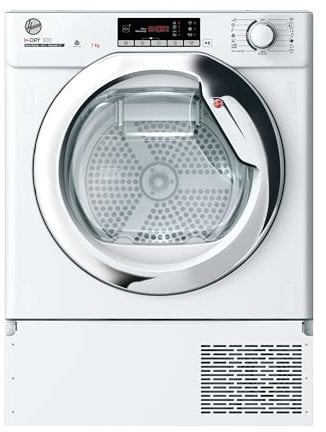 Hoover BATD H7A2TCE-80 7kg Integrated Heat Pump Tumble Dryer, A++ Rated, White & Chrome