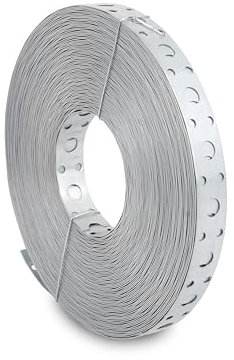 SYSTERM Lochband Rolle 25 meter verzinkter Stahl Montageband Universell einsetzbar für Installation und Befestigung (Breite: 17mm)