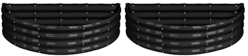 Harbour Housewares 2X Halbkreisförmig Hochbeete aus Verzinktem Stahl - 120cm x 60cm - Anthrazit - Groß Draussen Gemüse Wachsen Pflanzer Trog