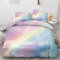 NOGAWA Bettwäsche Regenbogen Wolken 135x200 - Bettbezug Bunte Niedliche Mädchen, Bettwäsche-Sets 2 teilig, Weich & Atmungsaktiv Mikrofaser Wendebettwäsche und 1 Kissenbezug 80x80 mit Reißverschluss