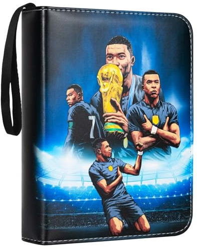 Sammelalbum für Karten, Sammelkarten Album 50 Seiten 400 Karten Kapazität, Fußball-Sammelkartenalbum, Kartenbinderheft mit Reißverschluss, Kartenbinderbuch, Dunkelblau