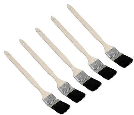 5 x Handelskönig Profi-Heizkörperpinsel 50 mm Eckpinsel Fassadenpinsel Langer Stiel (35 cm) Flachpinsel