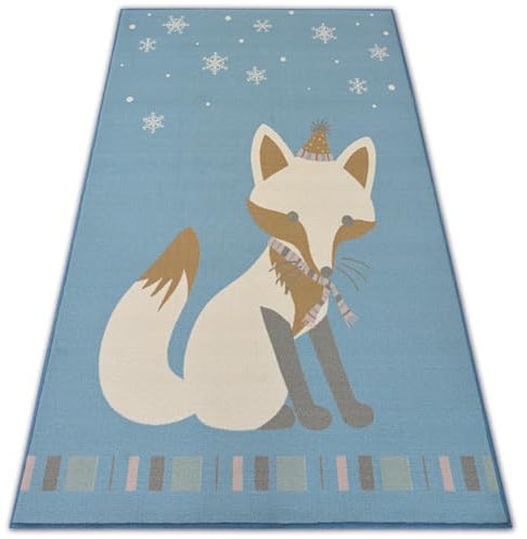 rugsx Kinderteppich LOKO Fuchs Blau – Rutschfester Teppich für Kinderzimmer, Weich & Pflegeleicht 120x170 cm