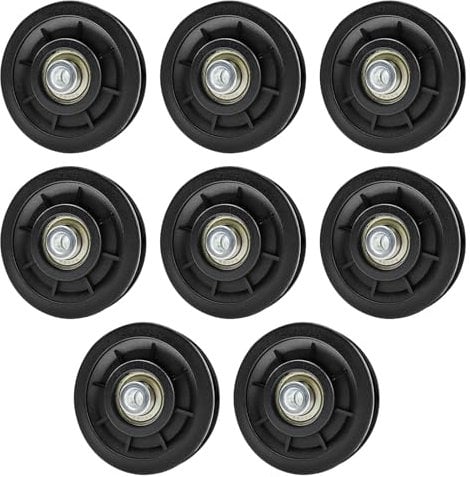 Umlenkrolle 90mm 8 Stück, Nylon Seilrolle Universallager Riemenscheibe, DIY Schwarz Ersatzteil Drahtseilrolle für Gym Fitnessgeräte Kabelmaschine