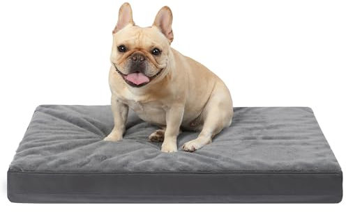 KSIIA Orthopädisches Hundebett Mittelgroße Hunde, Hundekissen Waschbar 90x57cm, Hundebetten mit Abnehmbarer Deckel, Hundematte Doppelseitig Wendbare, Dunkelgrau