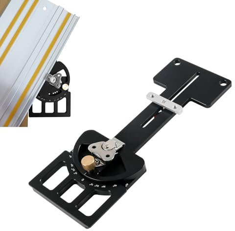 Adjustable Angle Track Saw Square Guide Rail, -60 to 60 Degree Multi-Angle Cutting, 90 Degree Right Angle Guide Auxiliary Clamp Compatible with Festool and Makita