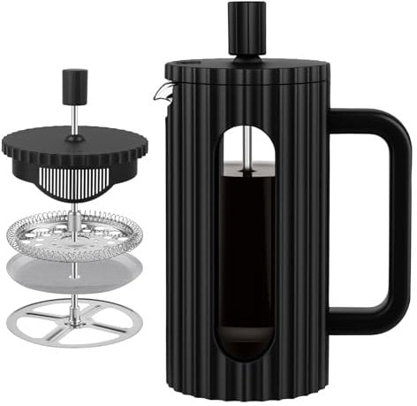 wedrink French Press Coffee Maker Cafetiere 350ml/12oz French Press Caffettiera Brewer Tea Maker with Heat Resistant Borosilicate Glass Stainless Steel Filter Black