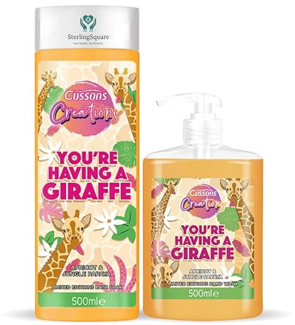 Cussons Creations Limited Edition Soap & Shower Gel Set – You're Having a Giraffe – Apricot & Jungle Papaya Fragrance – Moisturising Body Wash & Bar Soap – Gift Set | SterlingSquare
