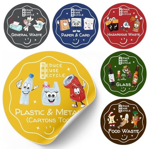 GALATIANS® Recycling Stickers for Bins | Bin Labels Waste and Recycle | Eco-Friendly Signs for Wheelie Bins
