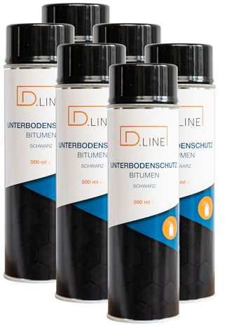 D.LINE Unterbodenschutz UBS Bitumen schwarz 500 ml | Sprühdose, 6x 500ml
