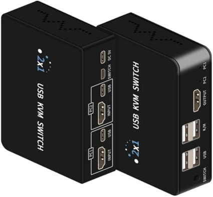 Suoumwa USB KVM Switcher 4K 60 Hz USB -Tastatur -Maus -Monitor -Selektorschalter 2 in 1 Out Laptop -Drucker Shared Switch Box