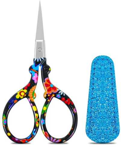 Stickschere Nähschere Handarbeitsschere Schneiderschere Kleine Schere Applikationsschere Stoffschere Klein Fadenschere Klein Scharf Mit Lederhülle Für Handarbeiten, Kunsthandwerk, Basteln, Diy