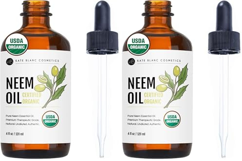 Kate Blanc Cosmetics Neem Oil for Skin, Hair & Face. Safe for Dog, Plants, Scalp (4oz, Organic, Cold Pressed, Concentrate) (Pack of 2)