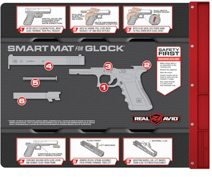 Real Avid Glock Smart Mat - Post de Travail 48x41cm avec Mode d’Emploi pour Entretien du Glock - Plateau Magnétique Inclus