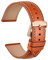 WOCCI 18mm Bracelet de Montre en Cuir Italien avec Boucle Dorée Rose (Marron Doré)