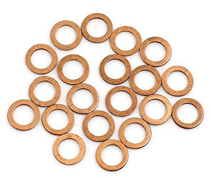 X AUTOHAUX 20pcs Metric M6 x 9mm x 1mm Copper Flat Washer Sealing | For Screw Bolt Nut, Gasket Ring