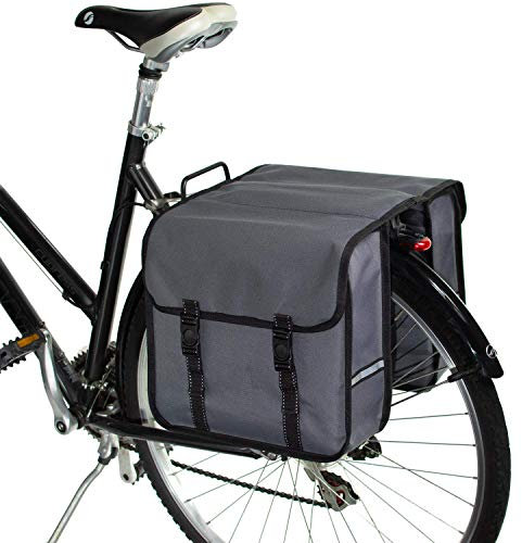 BikyBag Classic – Doppelte Fahrradtasche – 26 L Wasserabweisende Gepäckträgertasche | Fahrradtasche für Pendler & Einkauf (Classic - Grau)