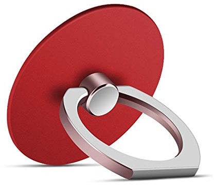 Mobile Phone Metal Ring Stand Holder, 360 Degree Rotation & Universal Smartphone Ring Phone bracket Finger Loop for Almost All Phones/Pad (Red)