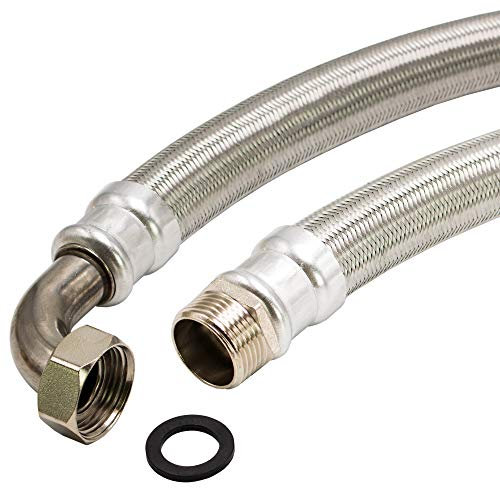 Hauswasserwerk Edelstahl Flexschlauch 1 Zoll Panzerschlauch Sanitär (ÜM Bogen x AG - 60cm)