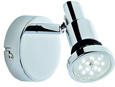 Briloner Leuchten - LED Spot, Wandspot, Badleuchte, Badlampe, IP44, Strahler dreh- und schwenkbar, 1x GU10, 4 Watt, 400 Lumen, 3.000 Kelvin, Chrom, 80x106mm (DxH), 2992-018