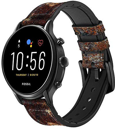 Rust Steel Texture Graphic Printed Cinturino in pelle Smartwatch per Fossil Womens Gen 5E, Womens Gen 4, Hybrid Smartwatch HR Charter taglia (18mm)