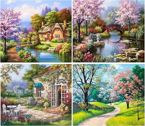 TARATH Peinture par Numero Adulte,Peinture À l'huile DIY sans Rides sur Toile avec Pinceaux Pigment Acrylique Paysages 40 * 50 cm (sans Cadre)