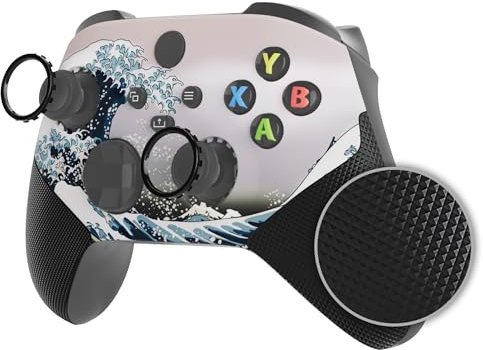 eXtremeRate Cover Custodia Grip Gomma per Xbox Series X Controller con Anelli,ASR Versione Scocca Copertura Ricambio per Xbox Series S Controller Model 1914-Grande Onda
