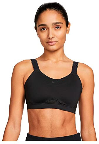 Nike Damen Df Alpha Sport-BH, Black/Black/Dk Smoke Grey/Dk S, S EU