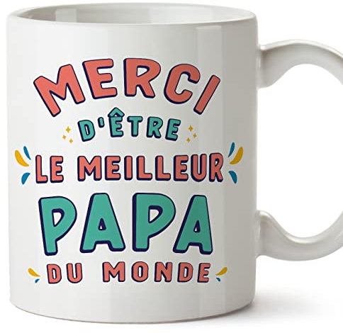 Mugffins Tasses pour PÈRE/PAPA - En Français - Cadeau original fete des PÈRES - Merci d'être le meilleur - 11 oz / 330 ml - cadeau original