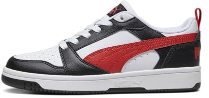 PUMA Unisex Kinder Rebound V6 Lo Jr Sneaker, Puma White For All Time Red Puma Black, 39 EU